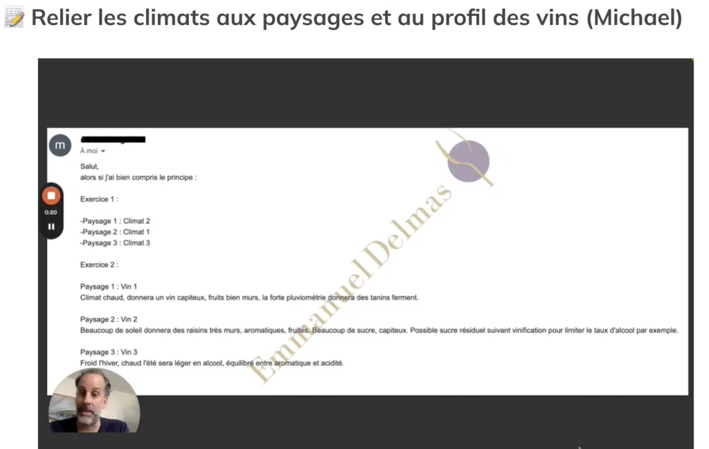Exercice corrigé par Emmanuel Delmas, dans l'Académie™ pour apprendre le vin comme un pro