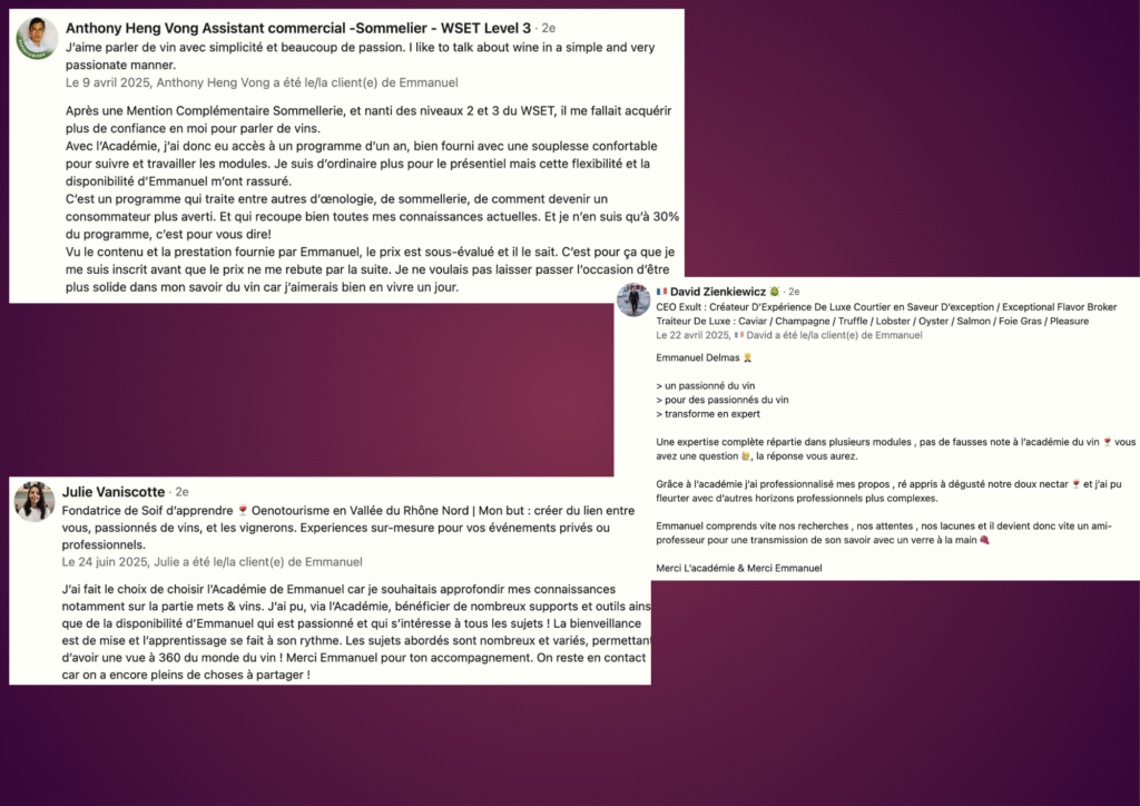 Devenir expert en vins : comme Julie, d'autres élèves peuvent témoigner de l'excellence du programme de l'Académie™