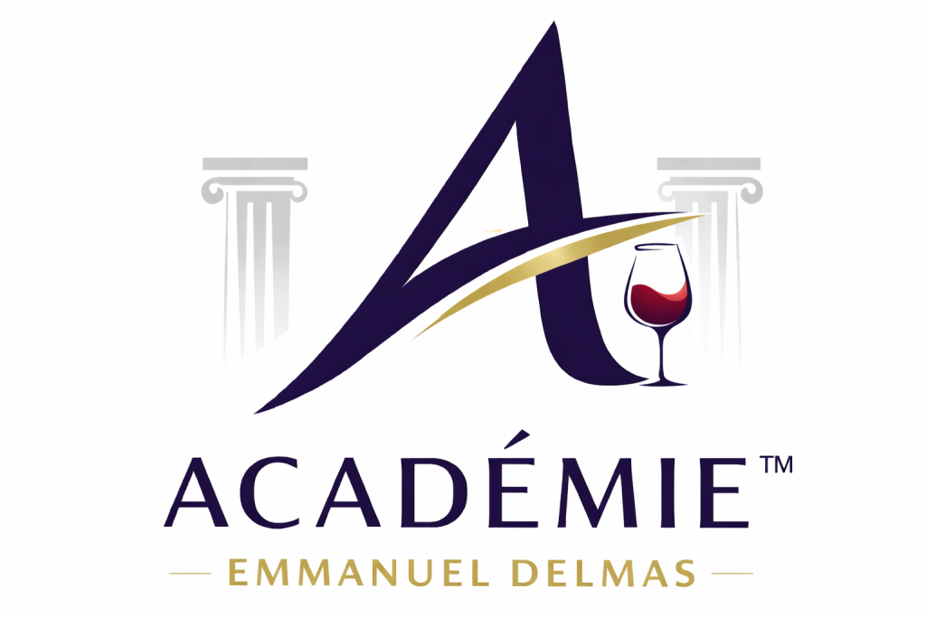 Logo Académie verre rouge vague Académie Emmanuel Delmas